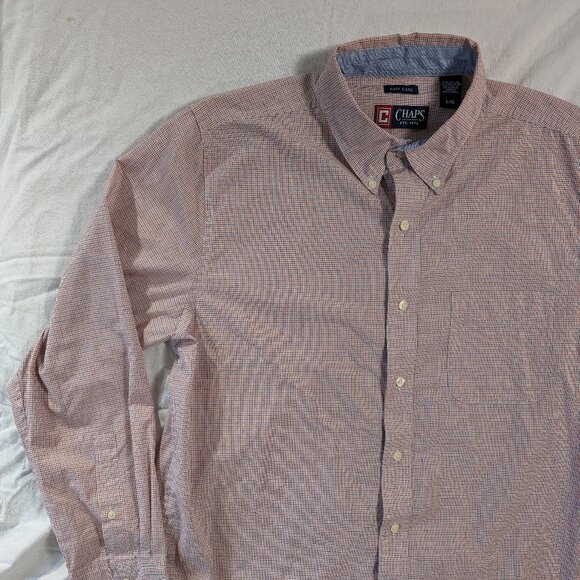 CHAPS MEN'S LONG SLEEVE BUTTON UP FRONT COLLAR SHIRT SIZE LARGE RALPH LAUREN LG - Picture 2 of 16